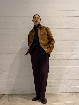 「schott（ショット）のアイテム（その他アウター）」を使った、okaiさん（メンズ・172cm）の冬コーディネート