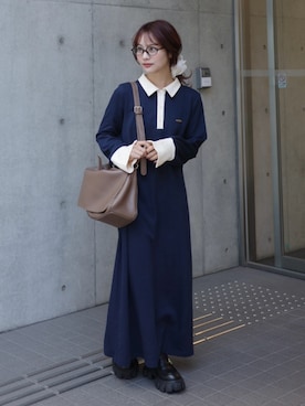 「アイテム（ローファー）」を使った、安中亜美さん（レディース・149cm・30代）の冬コーディネート