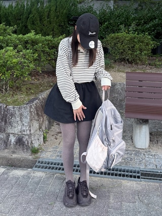 「GIUNON(ジウノン)のfluffy pocket skirt pants / フラッフィーポケットスカートパンツ(スカート)」を使った、安中亜美さん(レディース・149cm)の秋コーディネート