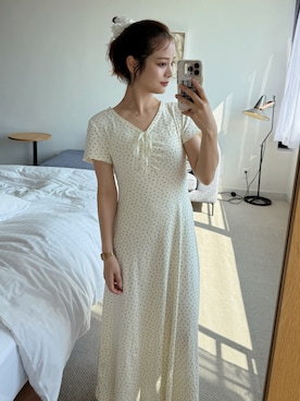 「アイテム（シュシュ）」を使った、安中亜美さん（レディース・149cm）の秋コーディネート