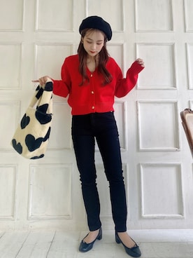 「アイテム（パンプス）」を使った、安中亜美さん（レディース・149cm）の秋コーディネート