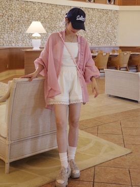 「アイテム（スマホグッズ）」を使った、安中亜美さん（レディース・149cm）の夏コーディネート