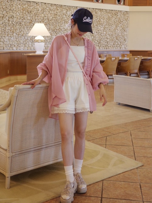 【新品タグ付】jumelle ストライプシアーシャツ　ピンク　ジュメロ ストライプシアーシャツ（シャツ/ブラウス）｜jumelle（ジュメロ