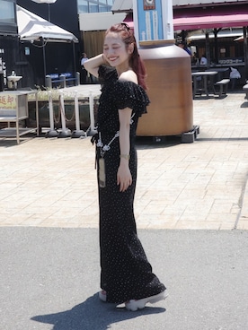 「jumelle（ジュメロ）のアイテム（つなぎ/オールインワン）」を使った、安中亜美さん（レディース・149cm）の夏コーディネート