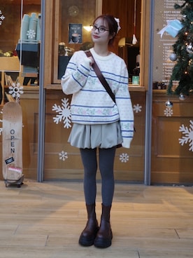 「アイテム（タイツ/ストッキング）」を使った、安中亜美さん（レディース・149cm）の冬コーディネート