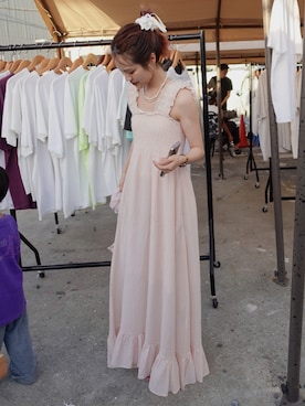 「jumelle（ジュメロ）のギンガムチェックワンピース（ワンピース）」を使った、安中亜美さん（レディース・149cm）の夏コーディネート