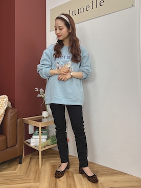 「アイテム（カチューシャ、オレンジ系）」を使った、安中亜美さん（レディース・149cm）の冬コーディネート