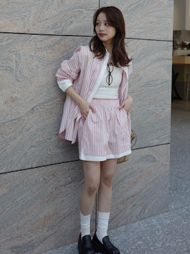 「JUMELLE（ジュメロ）のアイテム」を使った、安中亜美さん（レディース・149cm）の春コーディネート