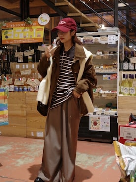 「アイテム（帽子）」を使った、安中亜美さん（レディース・149cm・30代）の冬コーディネート