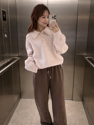 「lesperance(レスぺランス)の裏起毛 パネルラインカーブパンツ(その他パンツ)」を使った、安中亜美さん(レディース・149cm)の冬コーディネート