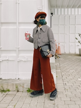 「pizza cut five（ピザカットファイブ）のアイテム（帽子）」を使った、安吉🍀さん（レディース・162cm）の秋コーディネート