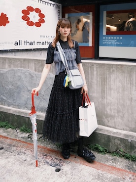 「AIC.（エーアイシー）のバックリボンチュールビスチェ（ベスト）」を使った、安吉🍀さん（レディース・162cm）の夏コーディネート