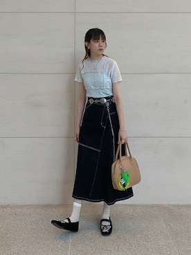 「アイテム（バレエシューズ）」を使った、安吉🍀さん（レディース・162cm）の秋コーディネート