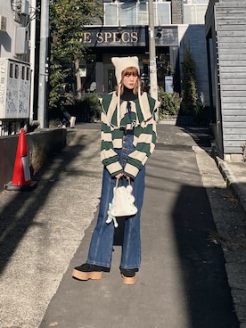 「厚底シューズ」｜「アイテム（その他アウター）」を使った、安吉🍀さん（レディース・162cm）の秋コーディネート