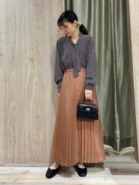 「ボウタイ」｜「アイテム（その他）」を使った、hanaさん（レディース・156cm）の秋コーディネート