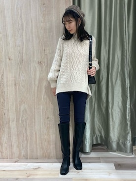 「フェザー」｜「アイテム（その他）」を使った、hanaさん（レディース・156cm）の冬コーディネート