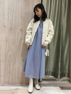 「ボア」｜「アイテム（シャツワンピース）」を使った、hanaさん（レディース・156cm）の冬コーディネート