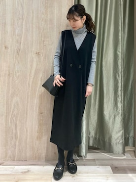 「タートルネック」｜「アイテム（タンクトップ）」を使った、hanaさん（レディース・156cm）の冬コーディネート