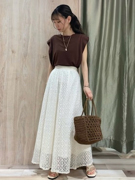 「ペーパーバッグ」｜「アイテム（その他）」を使った、hanaさん（レディース・156cm）の夏コーディネート