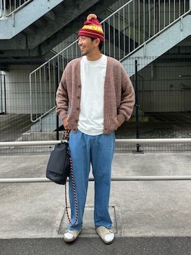 「アイテム（カーディガン/ボレロ）」を使った、sjさん（メンズ・182cm）の秋コーディネート