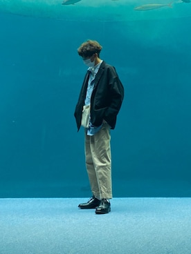 「SCYE BASICS（サイベーシックス）のアイテム（チノパンツ）」を使った、Tomokiさん（メンズ・166cm）の冬コーディネート