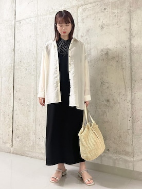 「ペーパーバッグ」｜「アイテム（ワンピース/ドレス）」を使った、ふじっこさん（レディース・162cm）の夏コーディネート