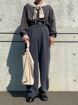 「Lui's（ルイス）のアイテム（サンダル）」を使った、arinko_outfitsさん（メンズ・168cm）の秋コーディネート