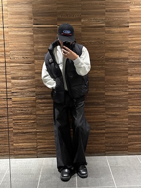 「アイテム（ダウンベスト）」を使った、wazachiakiさん（メンズ・177cm）の冬コーディネート