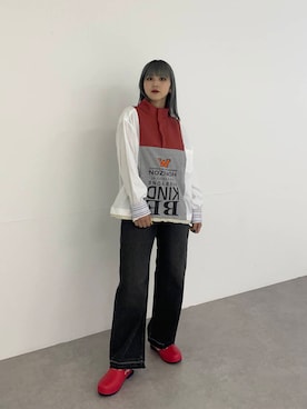 「アイテム（レインシューズ）」を使った、akaneさん（レディース・156cm）の秋コーディネート