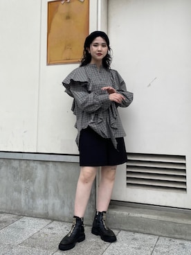 「KBF（ケイビーエフ）のアイテム（ハンチング/ベレー帽）」を使った、akaneさん（レディース・156cm）の秋コーディネート