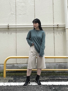 「KBF+（ケービーエフプラス）のアイテム（シューズ）」を使った、akaneさん（レディース・156cm）の夏コーディネート