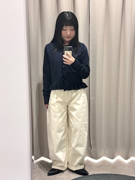 「SENSE OF PLACE by URBAN RESEARCH(センスオブプレイスバイアーバンリサーチ)のバレルレッグチノパンツ(その他パンツ、ホワイト系)」を使った、ayanaさん(レディース・150cm)の春コーディネート