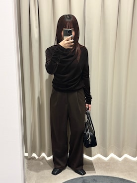 「アイテム（スラックス）」を使った、ayanaさん（レディース・150cm）の冬コーディネート