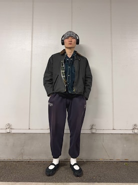 「Barbour（バブアー）のアイテム（ブルゾン）」を使った、ヒサダさん（メンズ・177cm）の春コーディネート