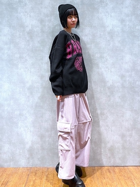 「PAGEBOY（ページボーイ）のニットビーニー（ニットキャップ/ビーニー）」を使った、Kotohaさん（レディース・170cm）の冬コーディネート