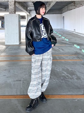 「PAGEBOY（ページボーイ）のニットビーニー（ニットキャップ/ビーニー）」を使った、Kotohaさん（レディース・170cm）の冬コーディネート