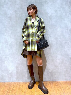 「PAGEBOY（ページボーイ）のオンブレチェックルーズシャツ（シャツ/ブラウス）」を使った、Kotohaさん（レディース・170cm）の秋コーディネート
