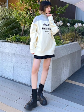 「Anui（アニュイ）のアイテム（スウェット）」を使った、Kotohaさん（レディース・170cm）の冬コーディネート