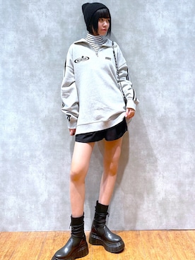 「PAGEBOY（ページボーイ）のニットビーニー（ニットキャップ/ビーニー）」を使った、Kotohaさん（レディース・170cm）の冬コーディネート