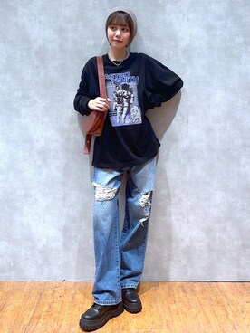 「PBLIM（ページボーイリム）のPBLIM/ドライタッチビーニー（ニットキャップ/ビーニー）」を使った、Kotohaさん（レディース・170cm）の秋コーディネート