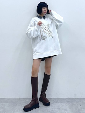 「Anui（アニュイ）のアイテム（スウェット）」を使った、Kotohaさん（レディース・170cm）の冬コーディネート