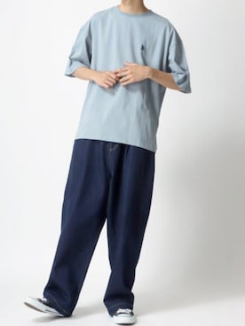 「Lazar（ラザル）のアイテム（デニムパンツ）」を使った、Lazarさん（メンズ・177cm）の春コーディネート