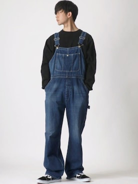 「Wrangler（ラングラー）のアイテム（オールインワン・サロペット）」を使った、Ｔさん（メンズ・177cm）の夏コーディネート
