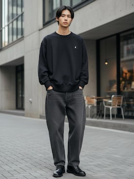 「アイテム（スウェット）」を使った、Lazarさん（メンズ・176cm）の冬コーディネート