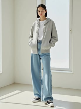 「アイテム（パーカー）」を使った、Lazarさん（レディース・158cm）の秋コーディネート