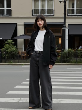 「アイテム（ナイロンジャケット）」を使った、Lazarさん（レディース・163cm）の秋コーディネート