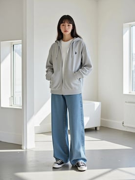 「アイテム（パーカー）」を使った、Lazarさん（レディース・155cm）の秋コーディネート