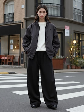 「アイテム（ナイロンジャケット）」を使った、Lazarさん（レディース・160cm）の秋コーディネート