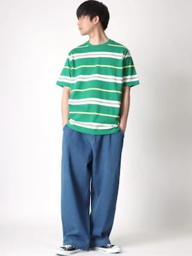 「Lazar（ラザル）のアイテム（デニムパンツ）」を使った、Lazarさん（メンズ・177cm）の夏コーディネート