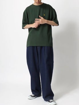 「Lazar（ラザル）のアイテム（デニムパンツ）」を使った、Lazarさん（メンズ・177cm）の春コーディネート